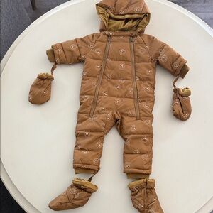 Rylee + Cru Tan Smiley Kids One Piece Footie SNOWSUIT